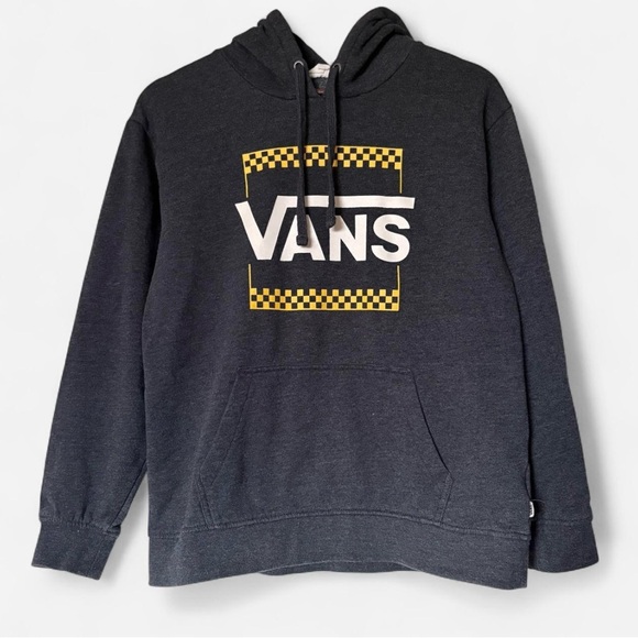 Vans Tops - Vans Women's Dark Gray Checkered Skate Logo Hoodie Size Small